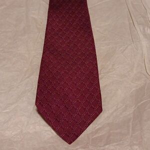 VINTAGE HERMES BURGUNDY,  RED & GOLD SILK TIE